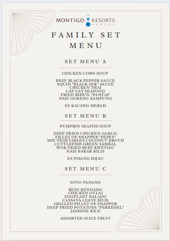 Family Set Menu