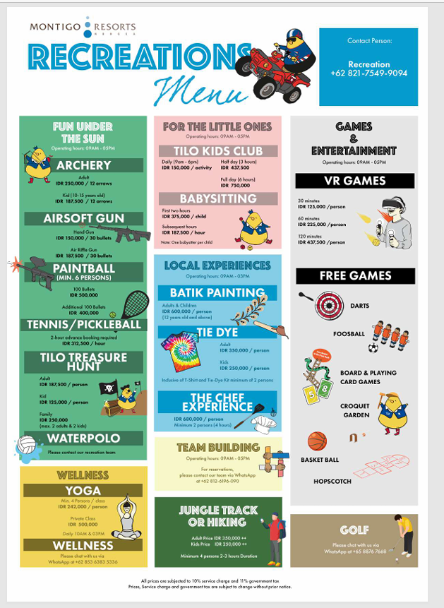 Recreation Menu 1